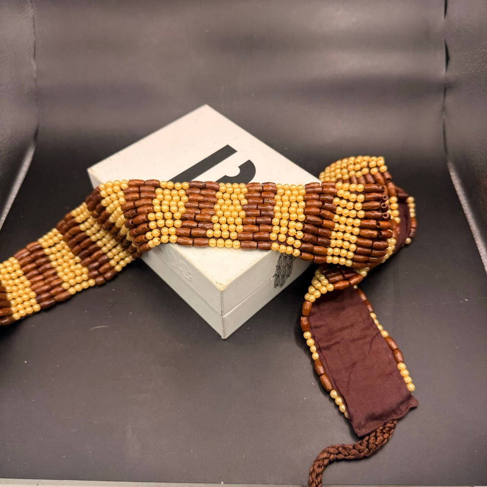 Women's Unbranded boho Brown & Beige Beaded Belt One Size